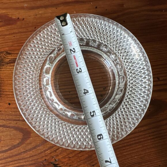 Vintage Mid-century Indiana Glass Diamond Point Hobnail Clear Ashtray Dish 6" - Picture 3 of 7